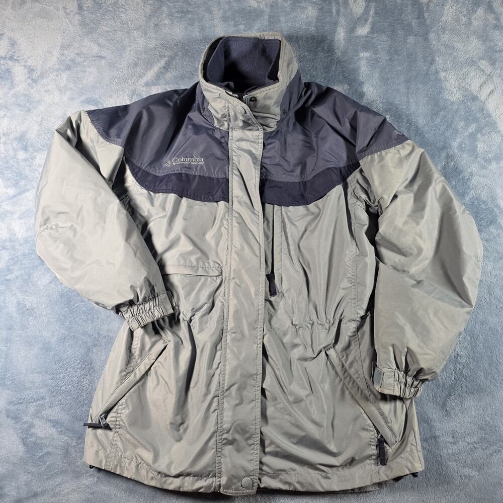 Vintage Columbia Women’s M 3-in-1 Interchange Jacket Fleece Lined Gray No hood